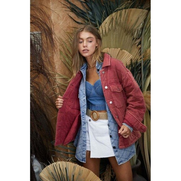 NFS Davi & Dani Mineral Wash Quilted Pockets Shacket - Picture 9 of 10